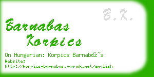 barnabas korpics business card